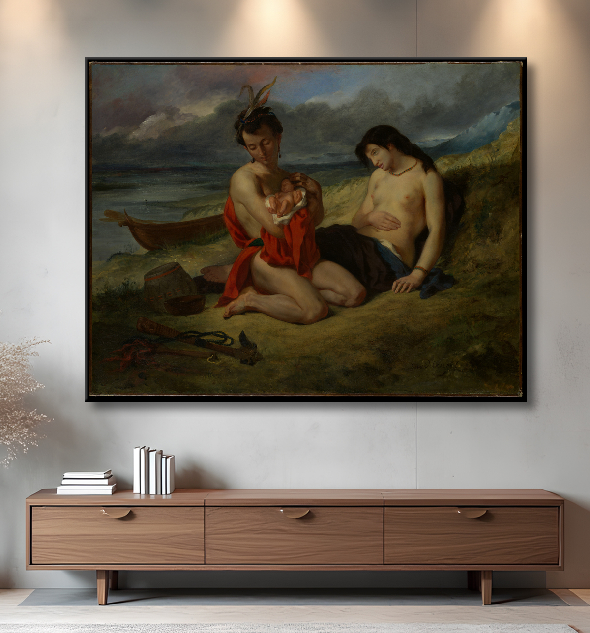 Reproduction Les Natchez de Eugène Delacroix avec decor