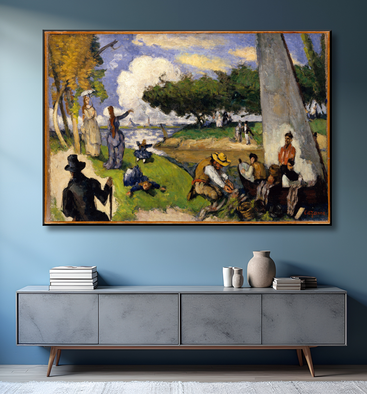 Reproduction Les pêcheurs (scène fantastique) de Paul Cézanne avec decor