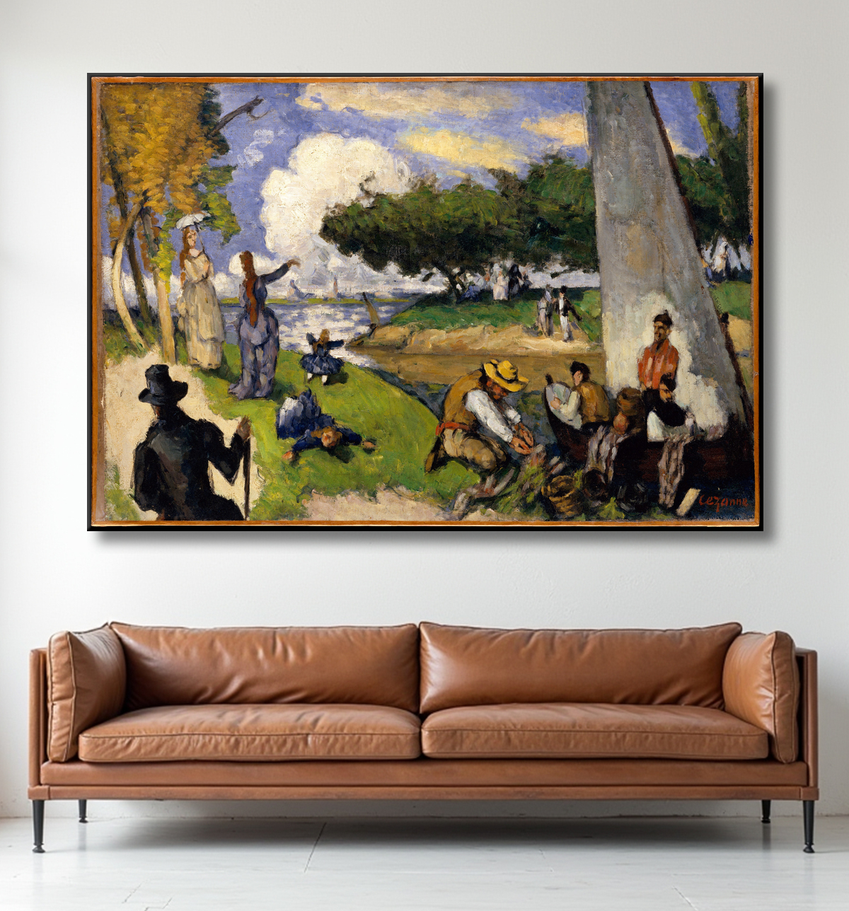 Reproduction Les pêcheurs (scène fantastique) de Paul Cézanne avec decor