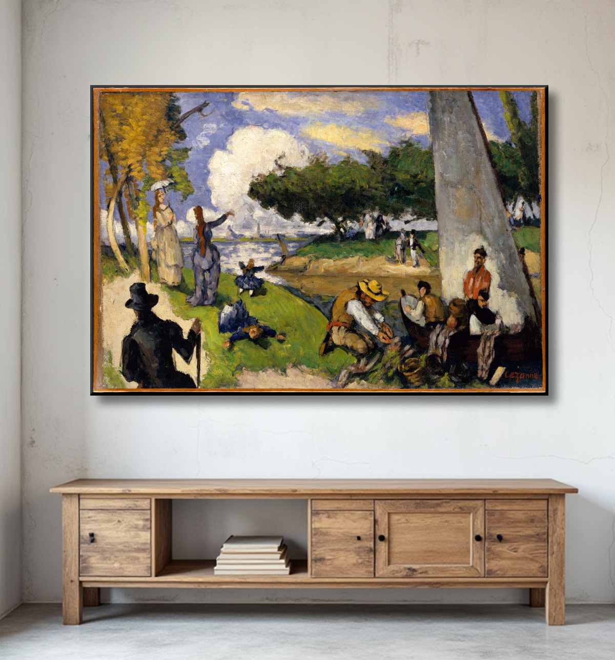 Reproduction Les pêcheurs (scène fantastique) de Paul Cézanne avec decor