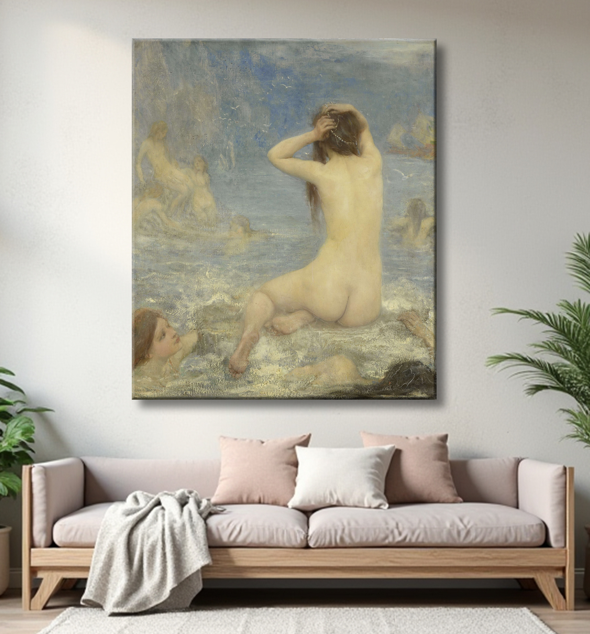 Reproduction Les sirènes de John Macallan Swan avec decor