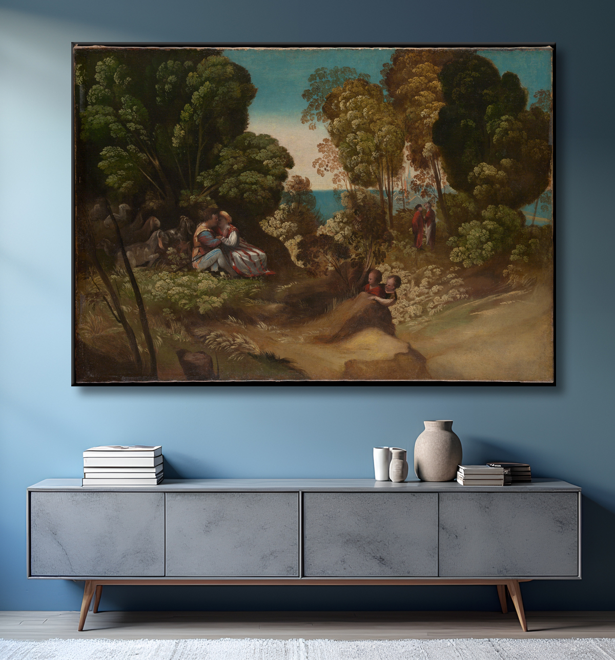 Reproduction Les trois âges de l'homme de Dosso Dossi (Giovanni de Lutero) avec decor