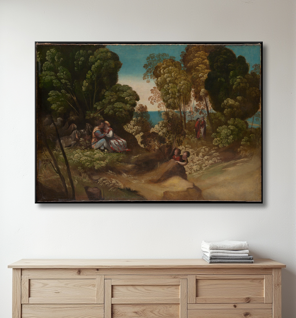 Reproduction Les trois âges de l'homme de Dosso Dossi (Giovanni de Lutero) avec decor