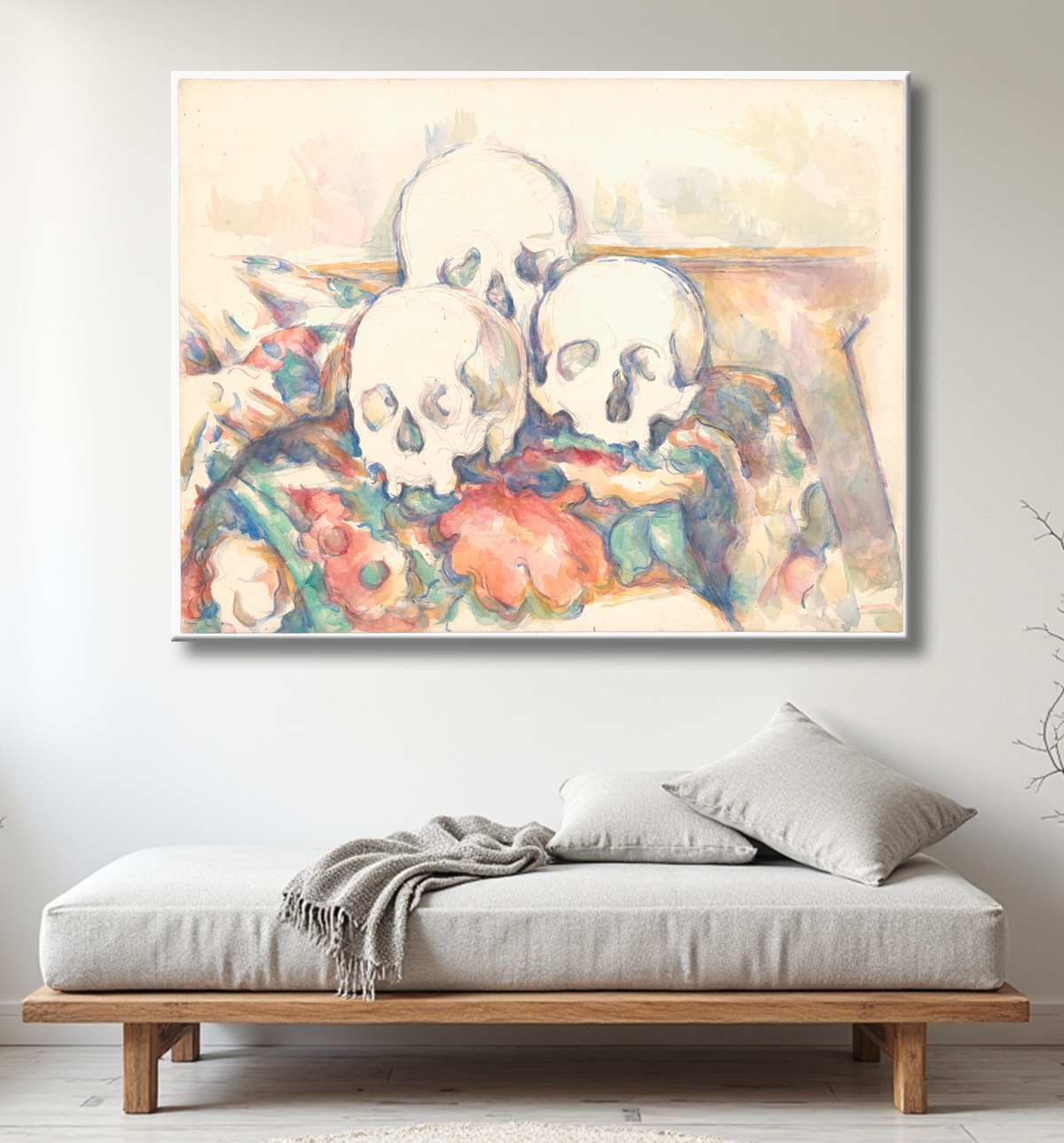 Reproduction Les trois crânes de Paul Cézanne avec decor