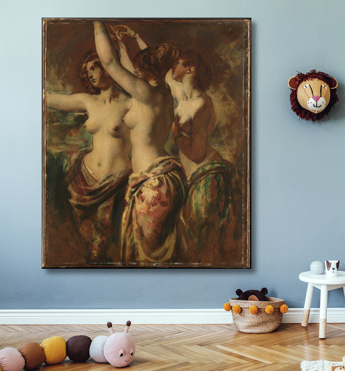 Reproduction Les Trois Grâces de William Etty avec decor