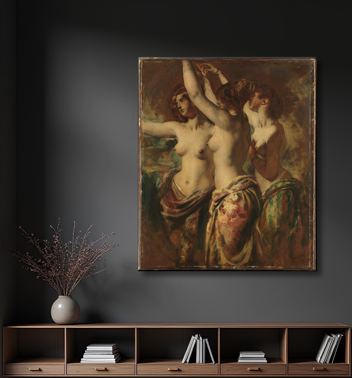Reproduction Les Trois Grâces de William Etty avec decor
