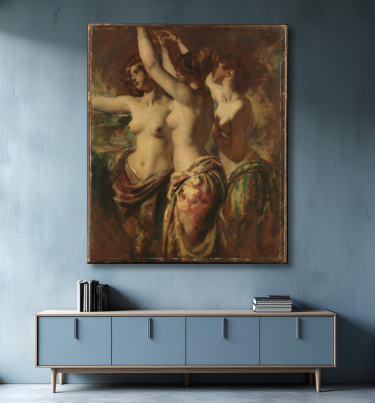 Reproduction Les Trois Grâces de William Etty avec decor