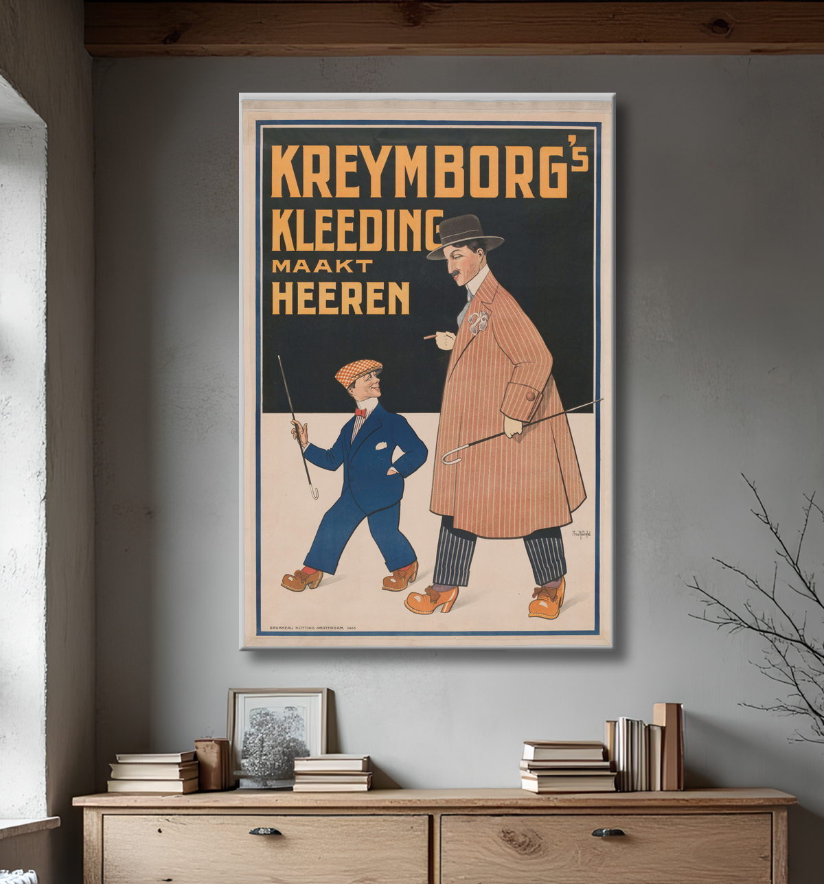 Reproduction Les vêtements de Kreymborg font des gentlemen de Arnold van Roessel avec decor