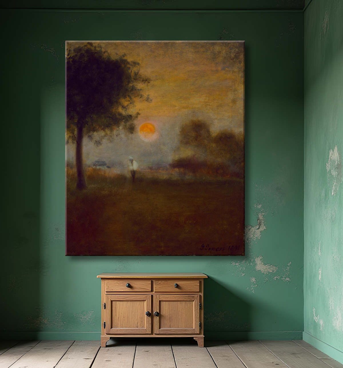 Reproduction Lever de la lune de George Inness avec decor