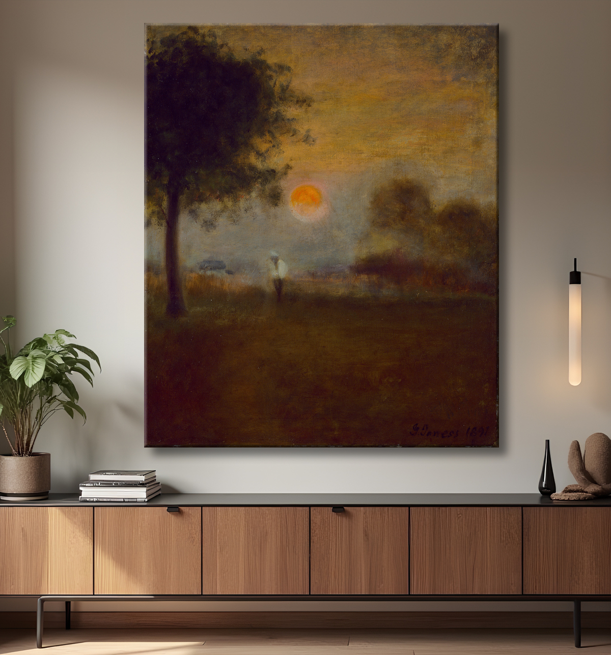 Reproduction Lever de la lune de George Inness avec decor