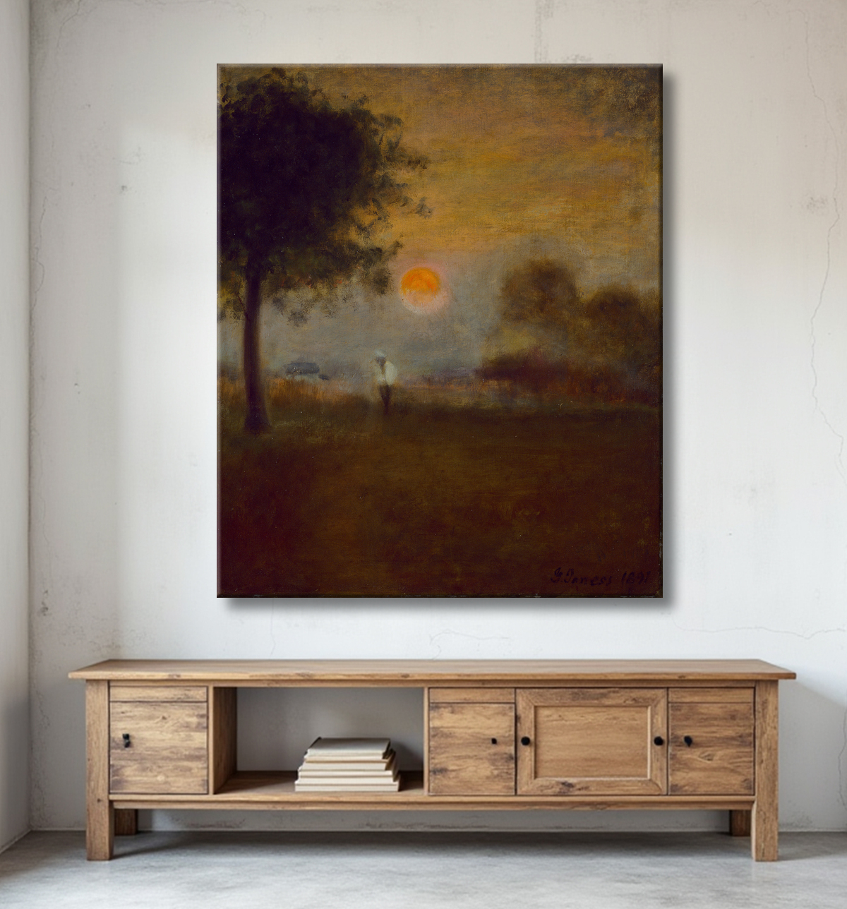 Reproduction Lever de la lune de George Inness avec decor