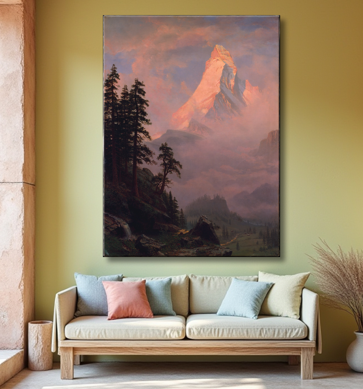 Reproduction Lever de soleil sur le Cervin de Albert Bierstadt avec decor