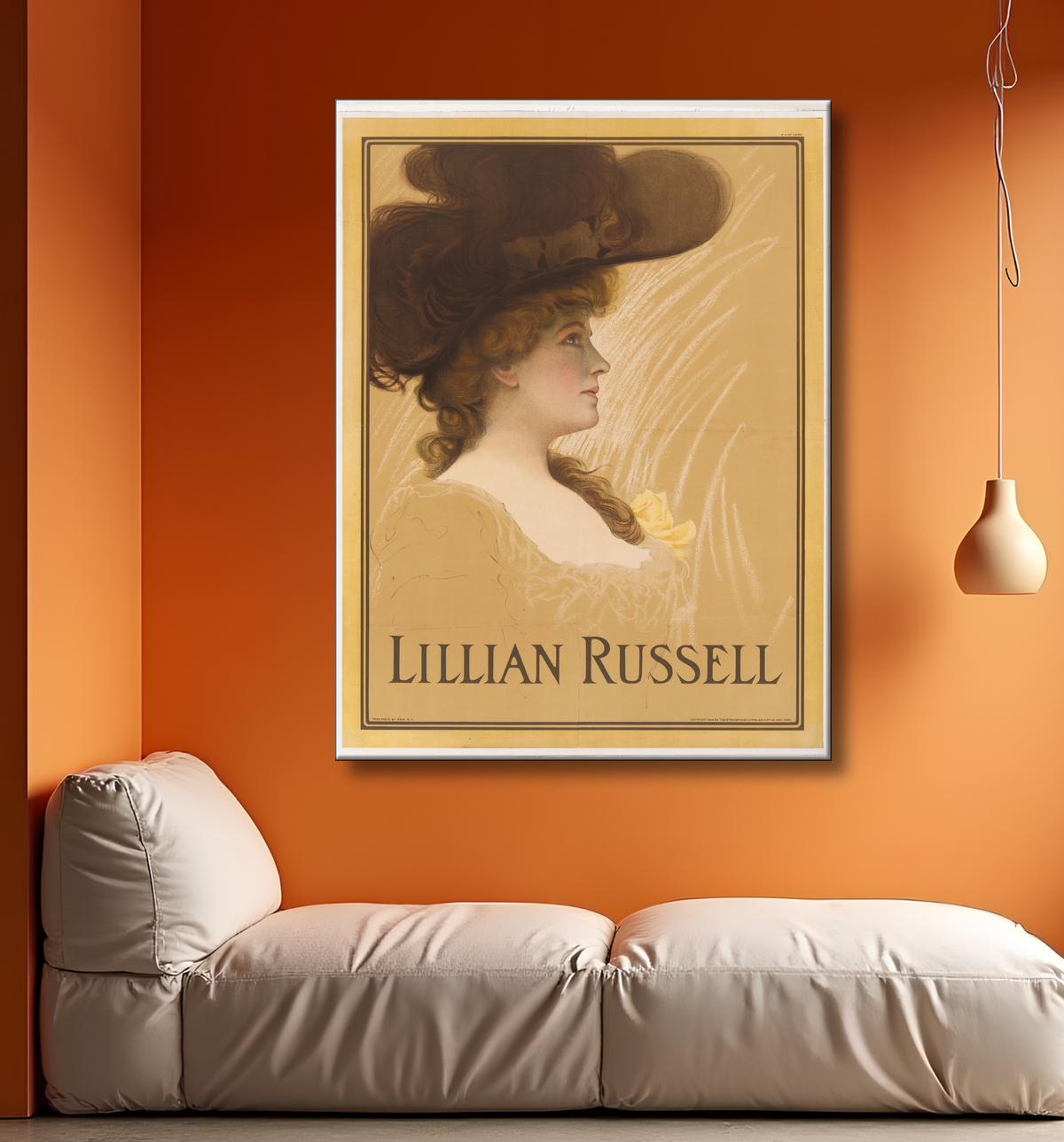 Reproduction Lillian Russel de Strobridge Lithography Company, 1867 - 1961 avec decor