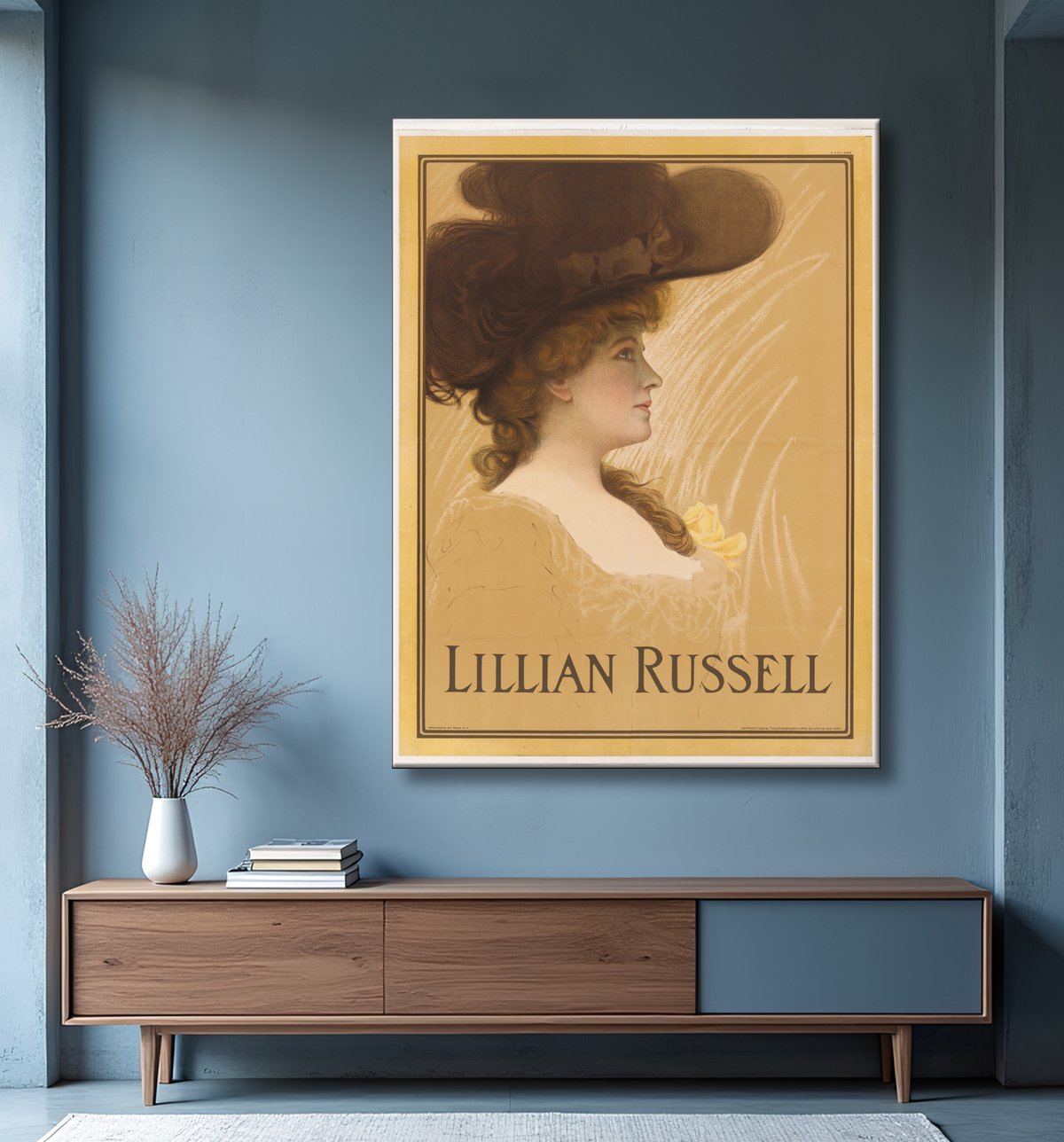 Reproduction Lillian Russel de Strobridge Lithography Company, 1867 - 1961 avec decor