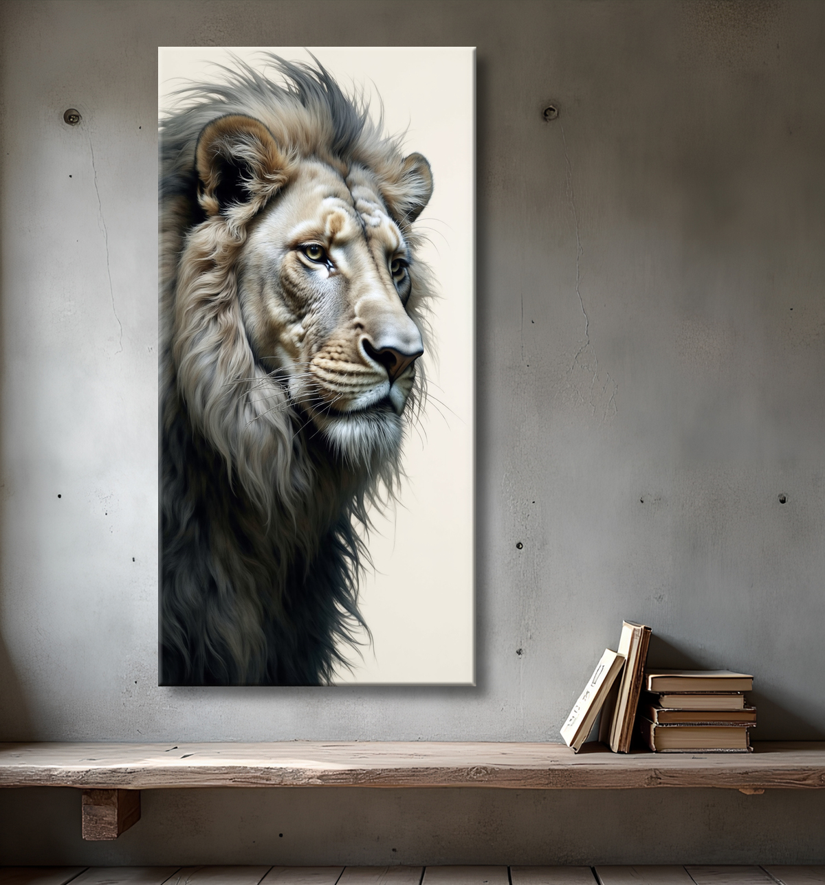 Tableau lion sur fond blanc - Photo d'art décorative avec decor