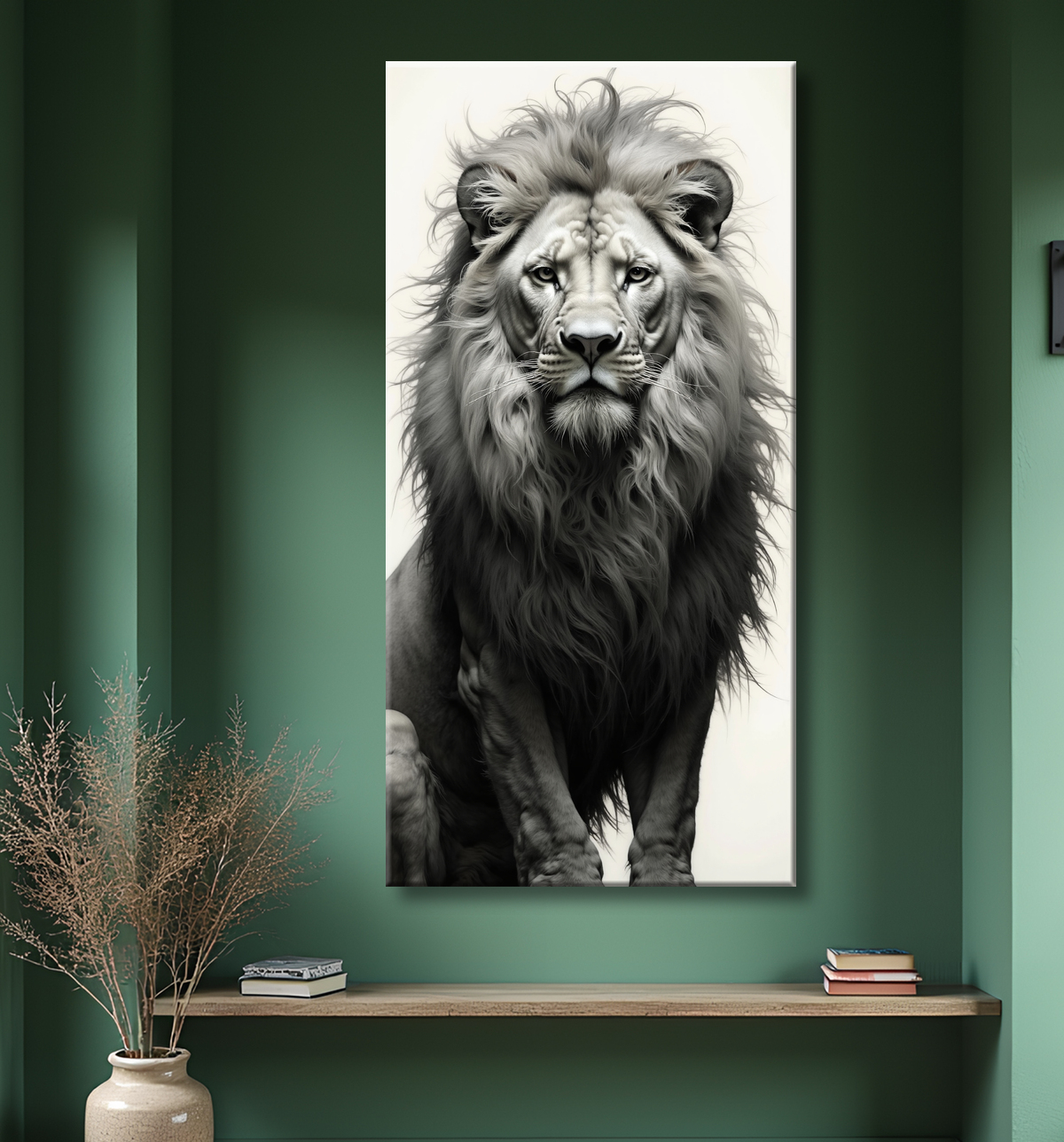 Tableau lion sur fond blanc - Photo d'art décorative avec decor