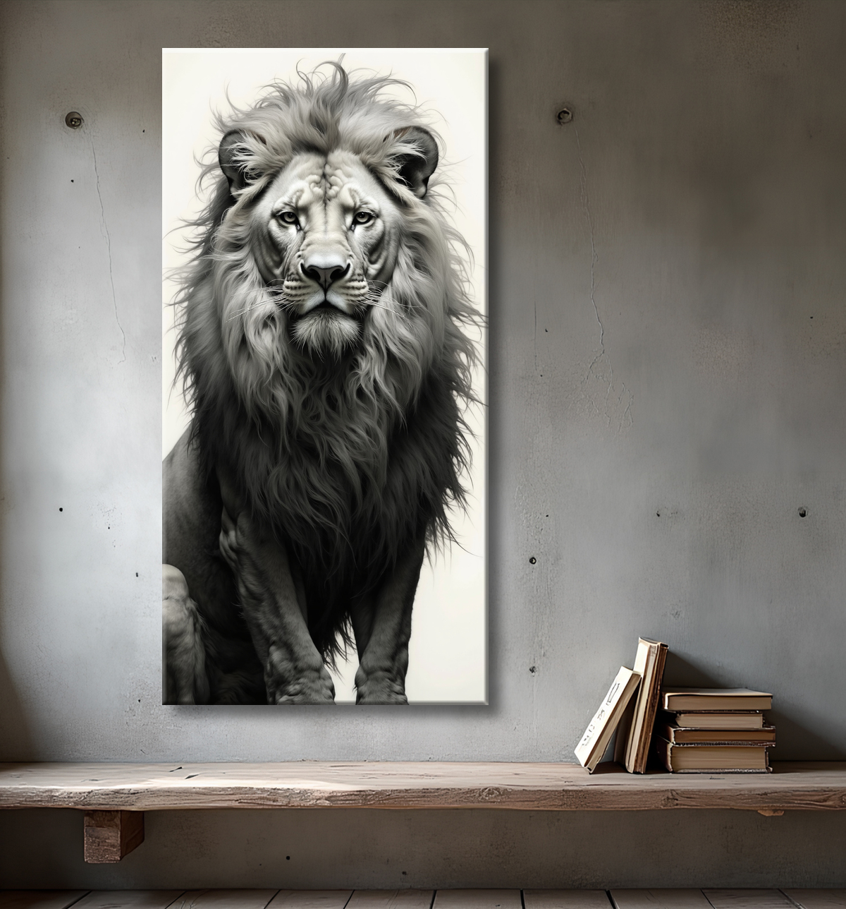 Tableau lion sur fond blanc - Photo d'art décorative avec decor