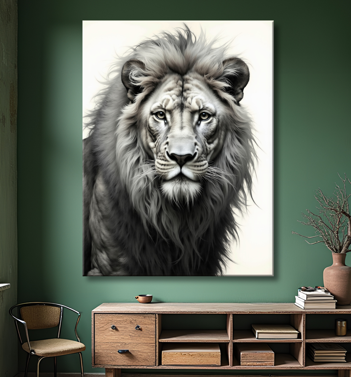Tableau lion sur fond blanc - Photo d'art décorative avec decor