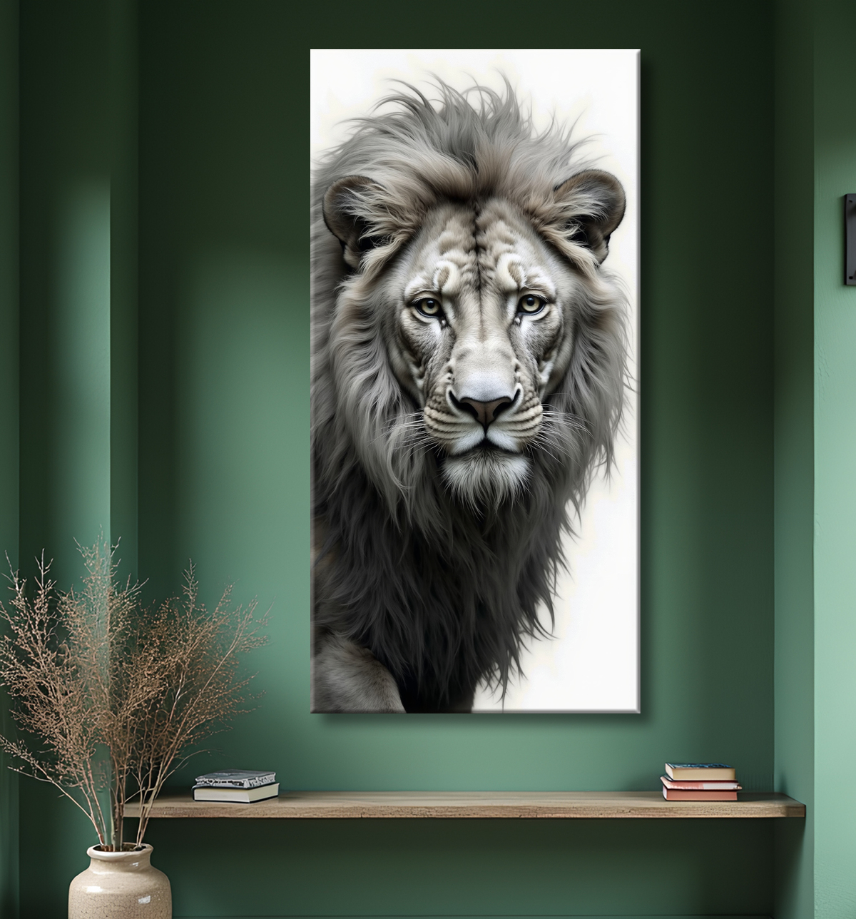 Tableau lion sur fond blanc - Photo d'art décorative avec decor