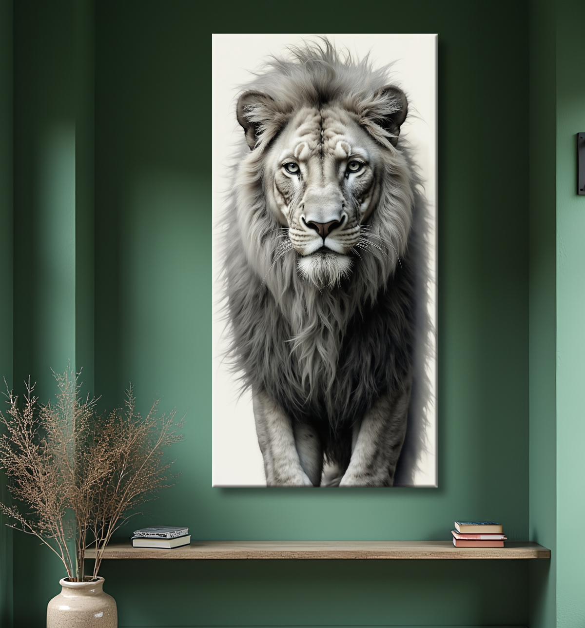 Tableau lion sur fond blanc - Photo d'art décorative avec decor