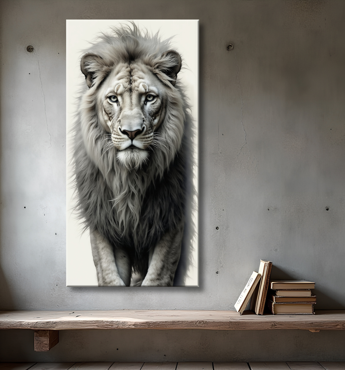 Tableau lion sur fond blanc - Photo d'art décorative avec decor
