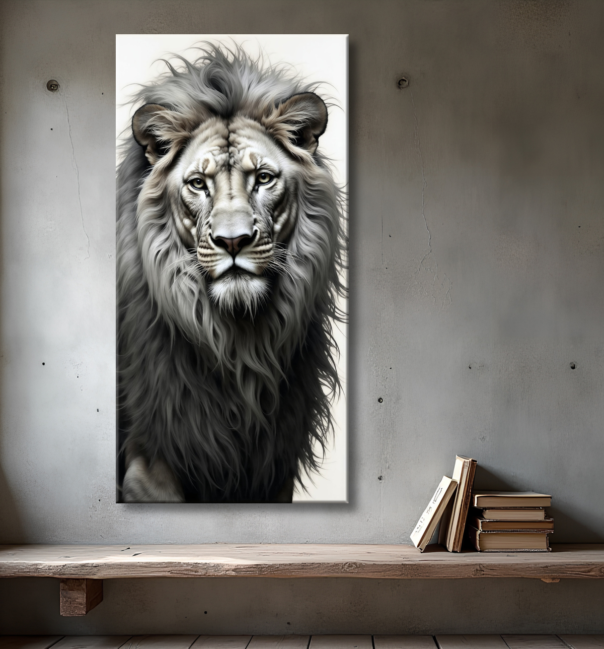 Tableau lion sur fond blanc - Photo d'art décorative avec decor