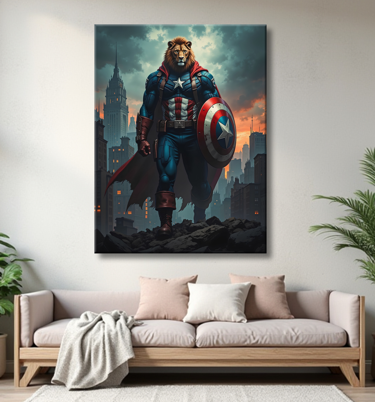 Tableau lion super-héros pop | Décoration originale et dynamique avec decor