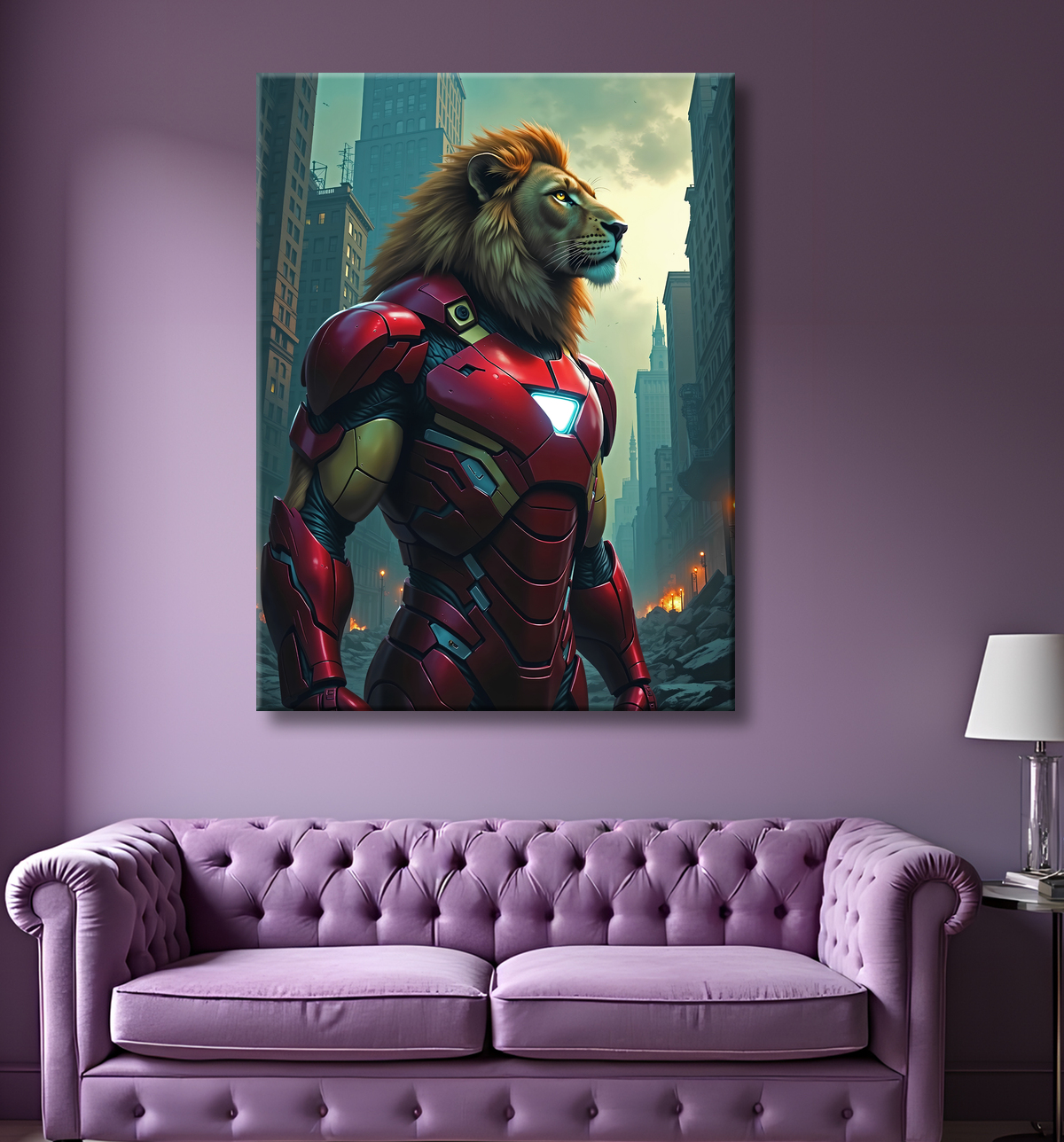 Tableau lion super-héros pop | Décoration originale et dynamique avec decor