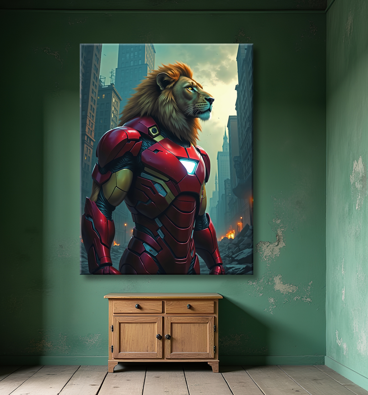 Tableau lion super-héros pop | Décoration originale et dynamique avec decor