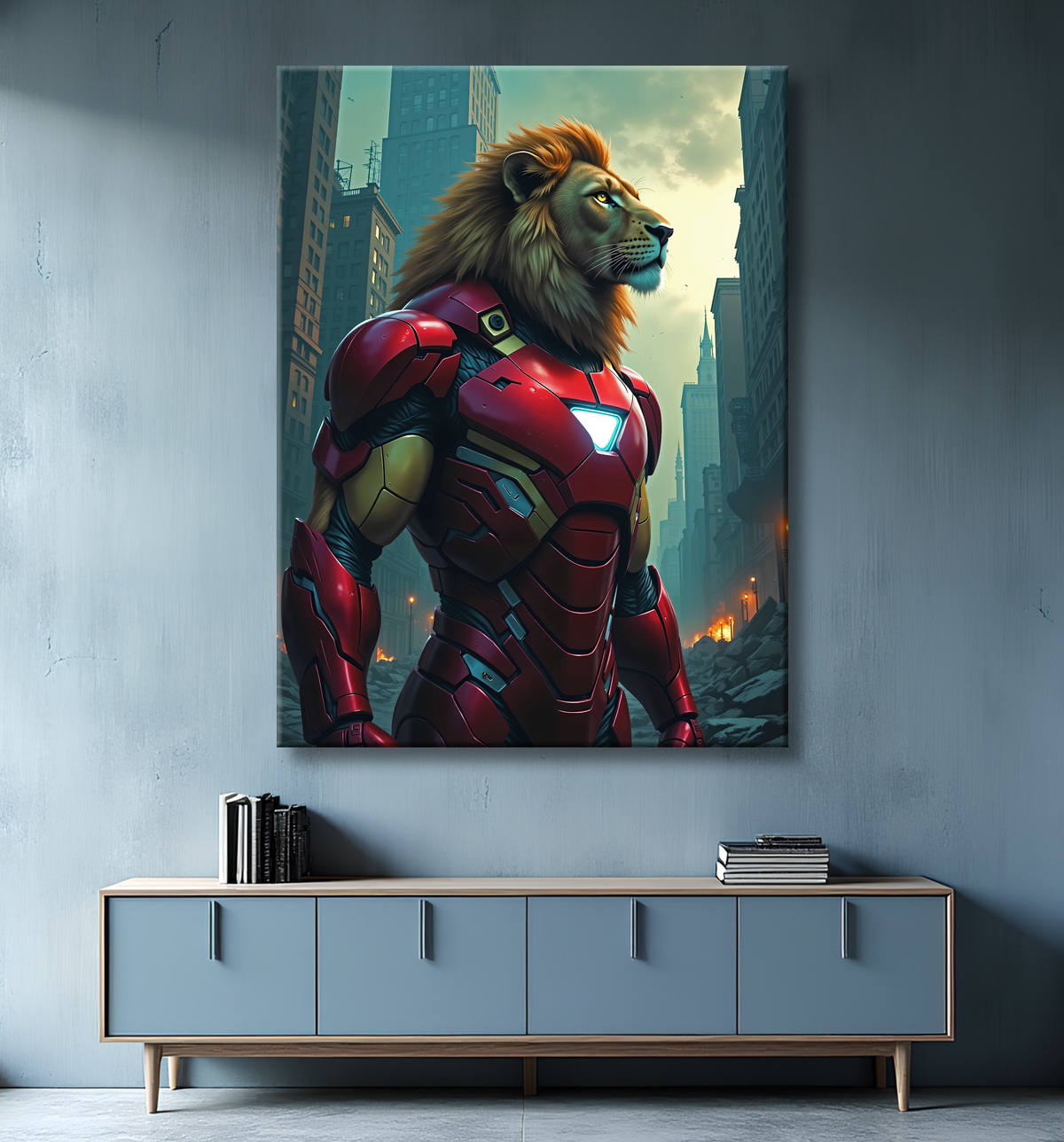 Tableau lion super-héros pop | Décoration originale et dynamique avec decor