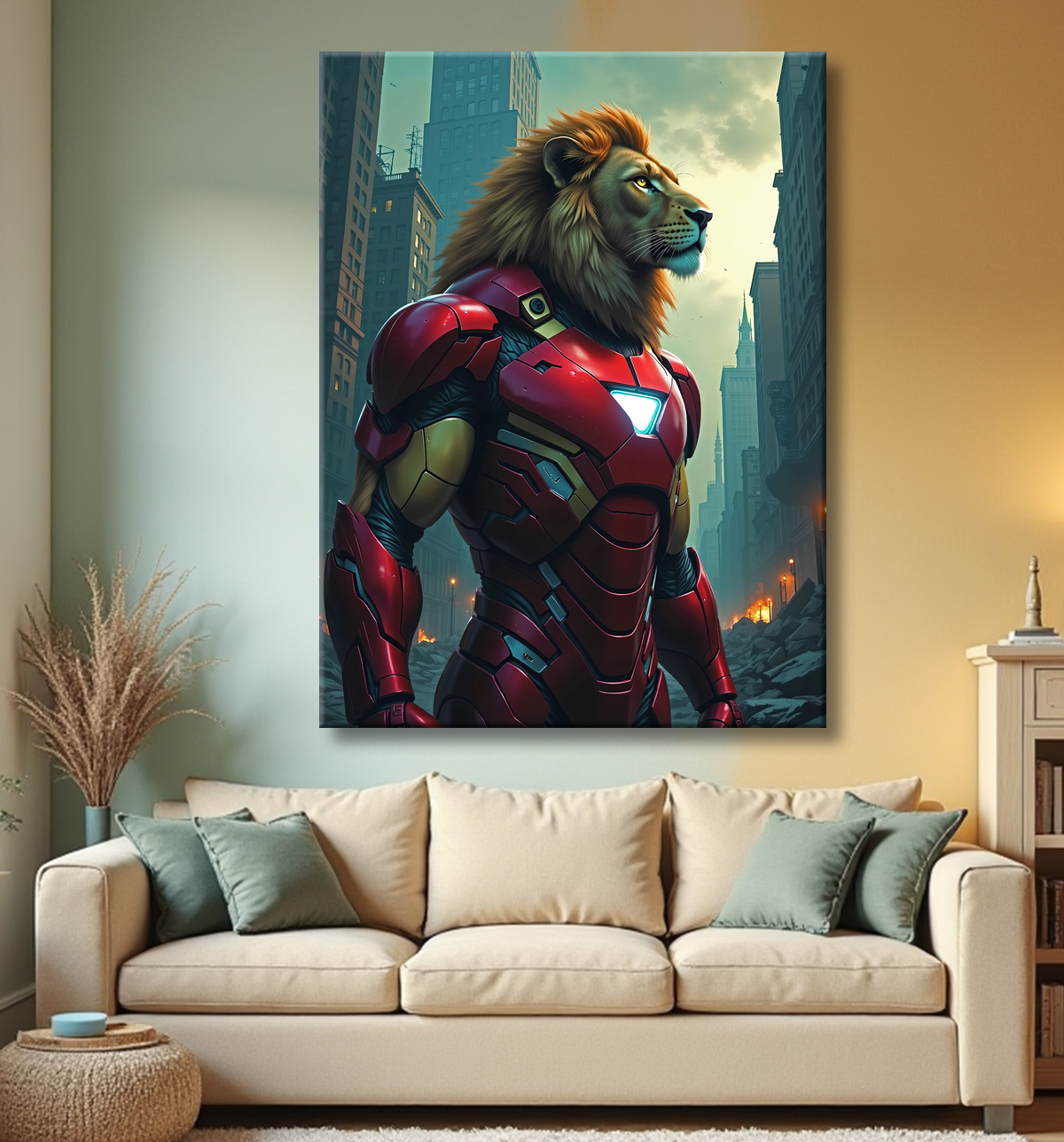 Tableau lion super-héros pop | Décoration originale et dynamique avec decor