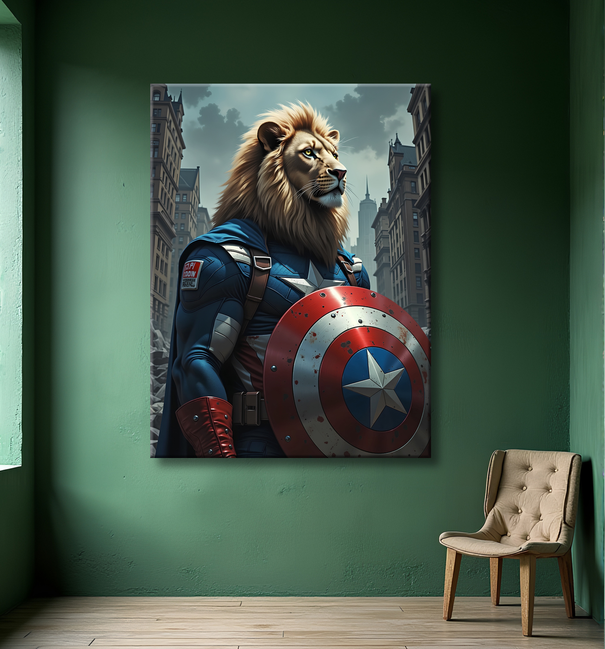 Tableau lion super-héros pop | Décoration originale et dynamique avec decor