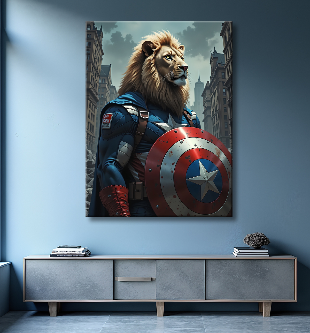 Tableau lion super-héros pop | Décoration originale et dynamique avec decor