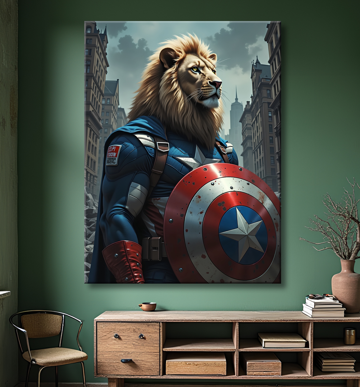 Tableau lion super-héros pop | Décoration originale et dynamique avec decor