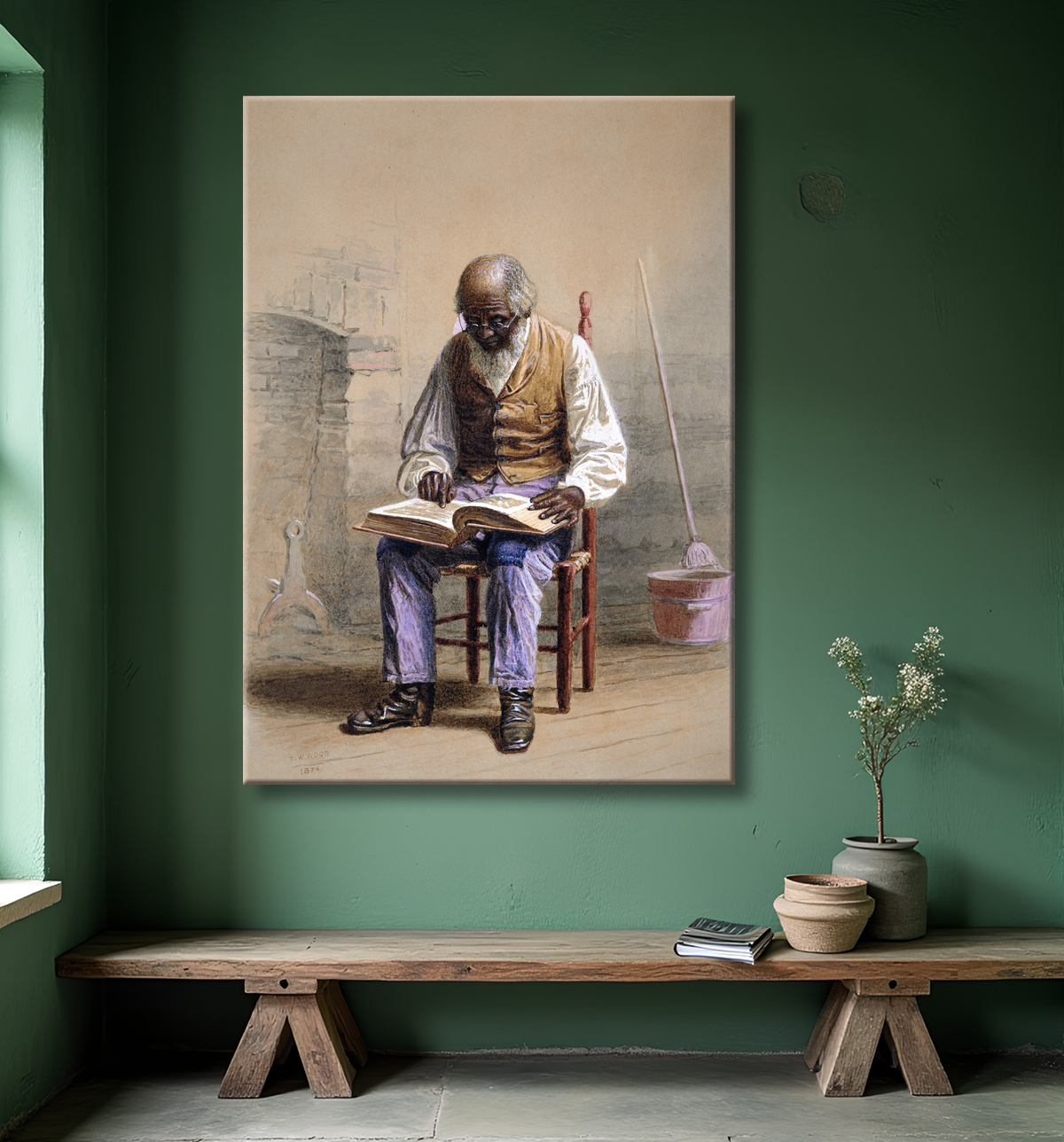 Reproduction Lire les Écritures de Thomas Waterman Wood avec decor