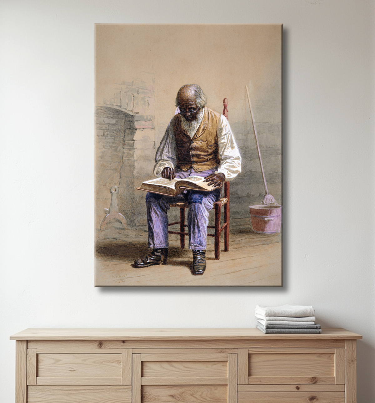Reproduction Lire les Écritures de Thomas Waterman Wood avec decor