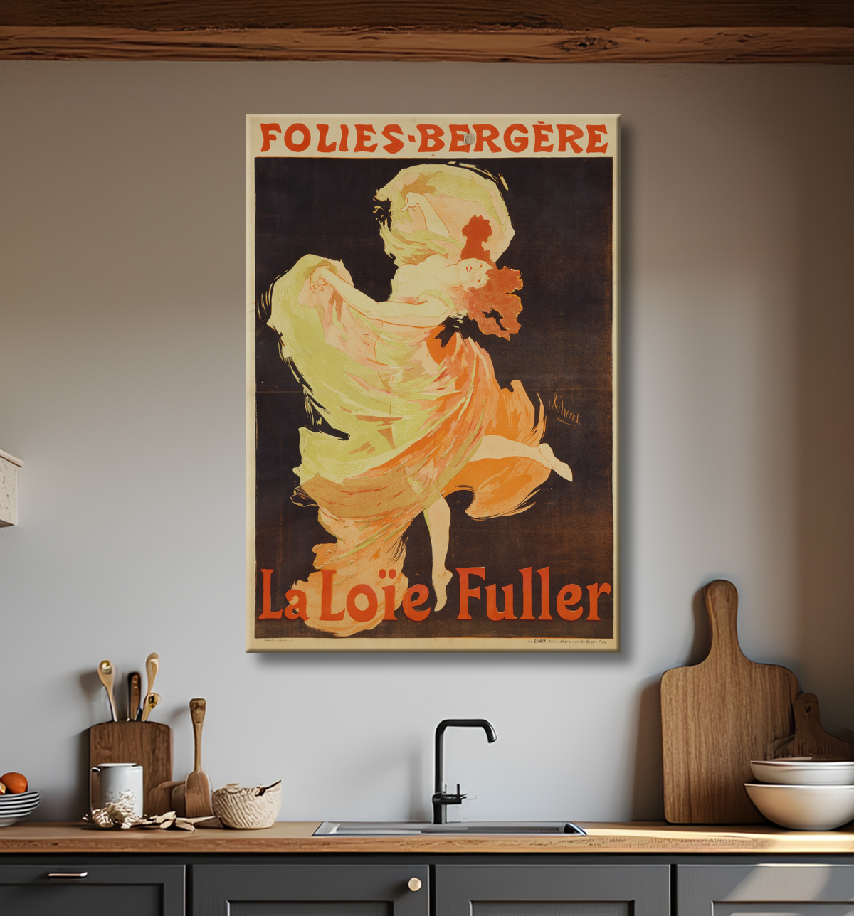 Reproduction Loïe Fuller de Jules Cheret, 1836 - 1932 avec decor