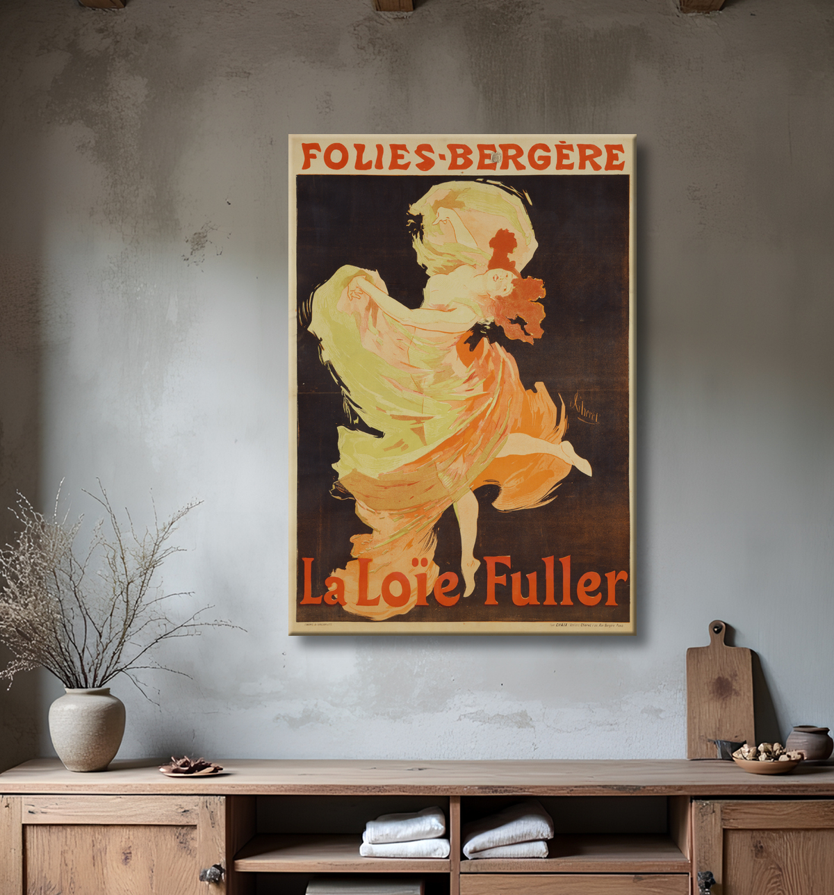Reproduction Loïe Fuller de Jules Cheret, 1836 - 1932 avec decor