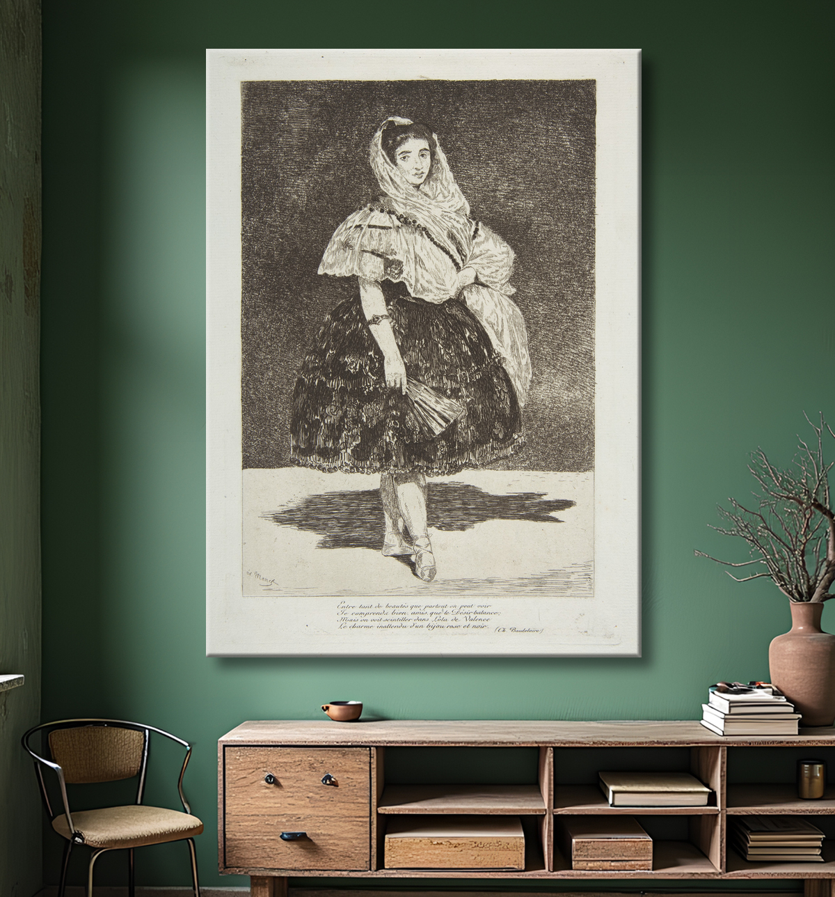 Reproduction Lola de Valence de Edouard Manet avec decor