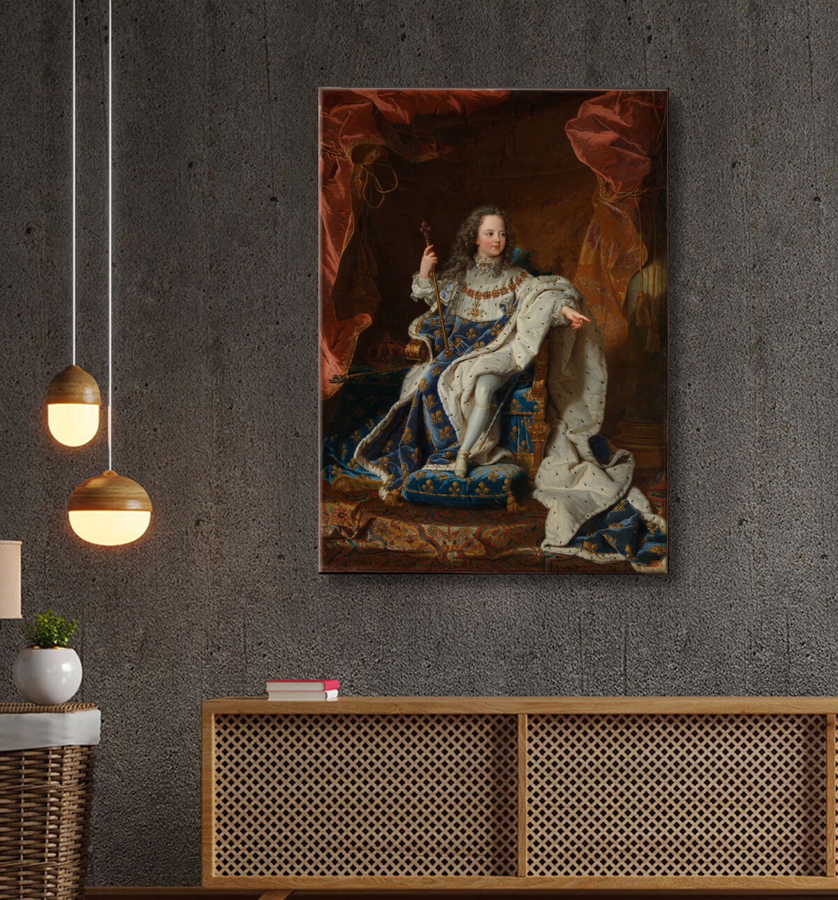 Reproduction Louis XV (1710-1774) enfant de Hyacinthe Rigaud avec decor