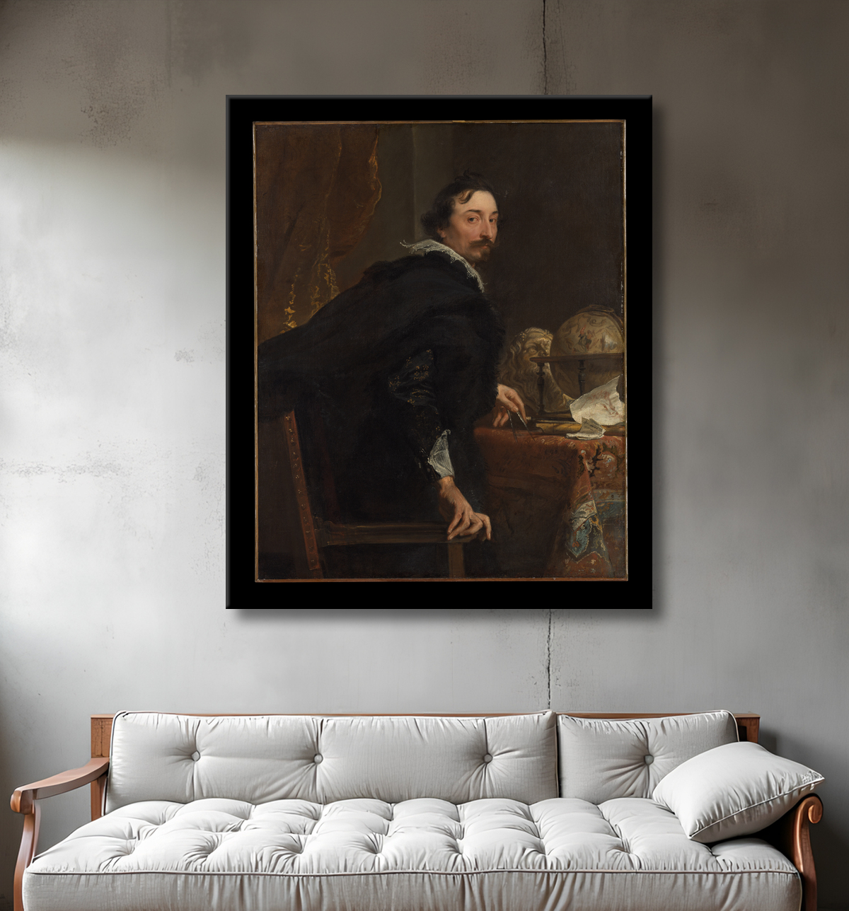 Reproduction Lucas van Uffel (mort en 1637) de Anthony van Dyck avec decor