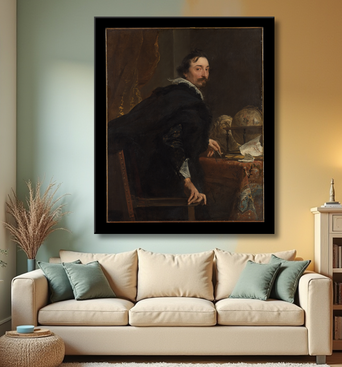 Reproduction Lucas van Uffel (mort en 1637) de Anthony van Dyck avec decor