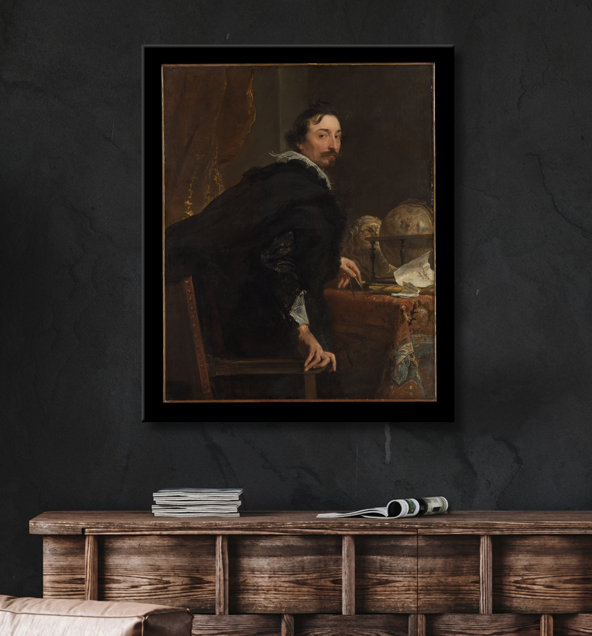 Reproduction Lucas van Uffel (mort en 1637) de Anthony van Dyck avec decor