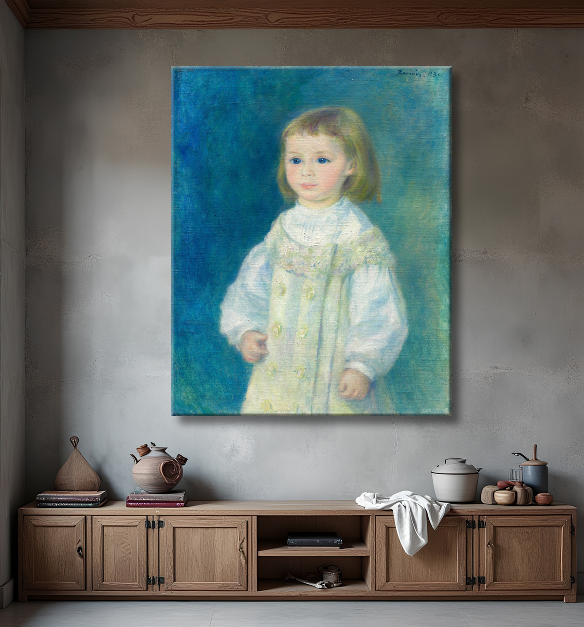 Reproduction Lucie Bérard (Enfant en blanc) de Pierre-Auguste Renoir avec decor