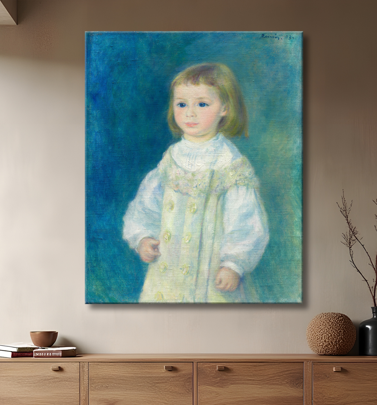 Reproduction Lucie Bérard (Enfant en blanc) de Pierre-Auguste Renoir avec decor