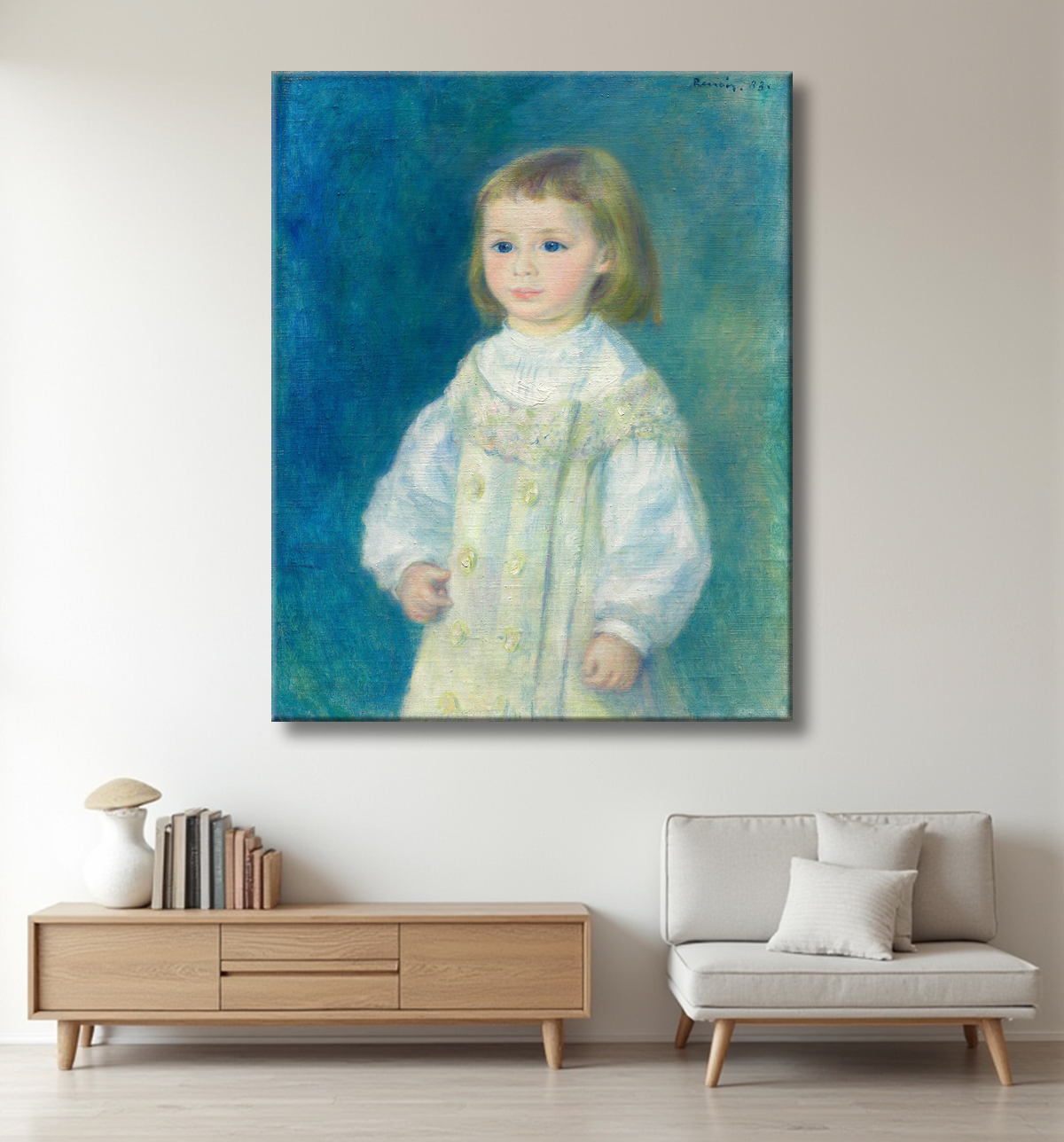 Reproduction Lucie Bérard (Enfant en blanc) de Pierre-Auguste Renoir avec decor