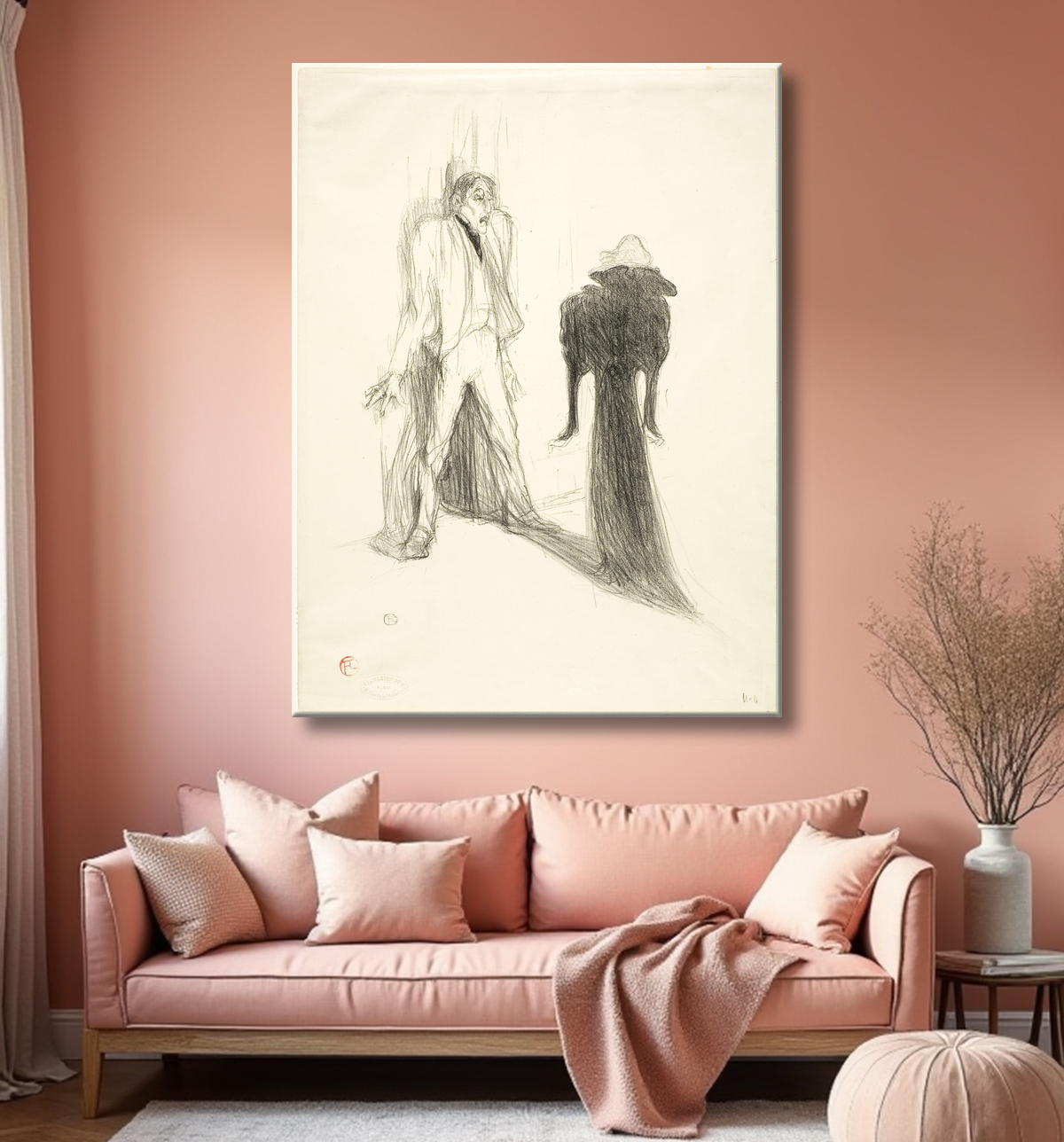 Reproduction Lugné-Poé, en image de Henri de Toulouse-Lautrec avec decor
