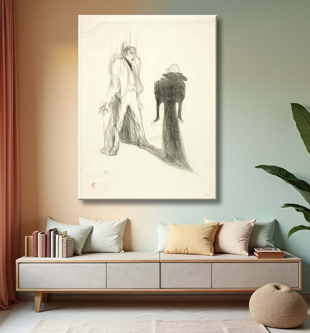 Reproduction Lugné-Poé, en image de Henri de Toulouse-Lautrec avec decor
