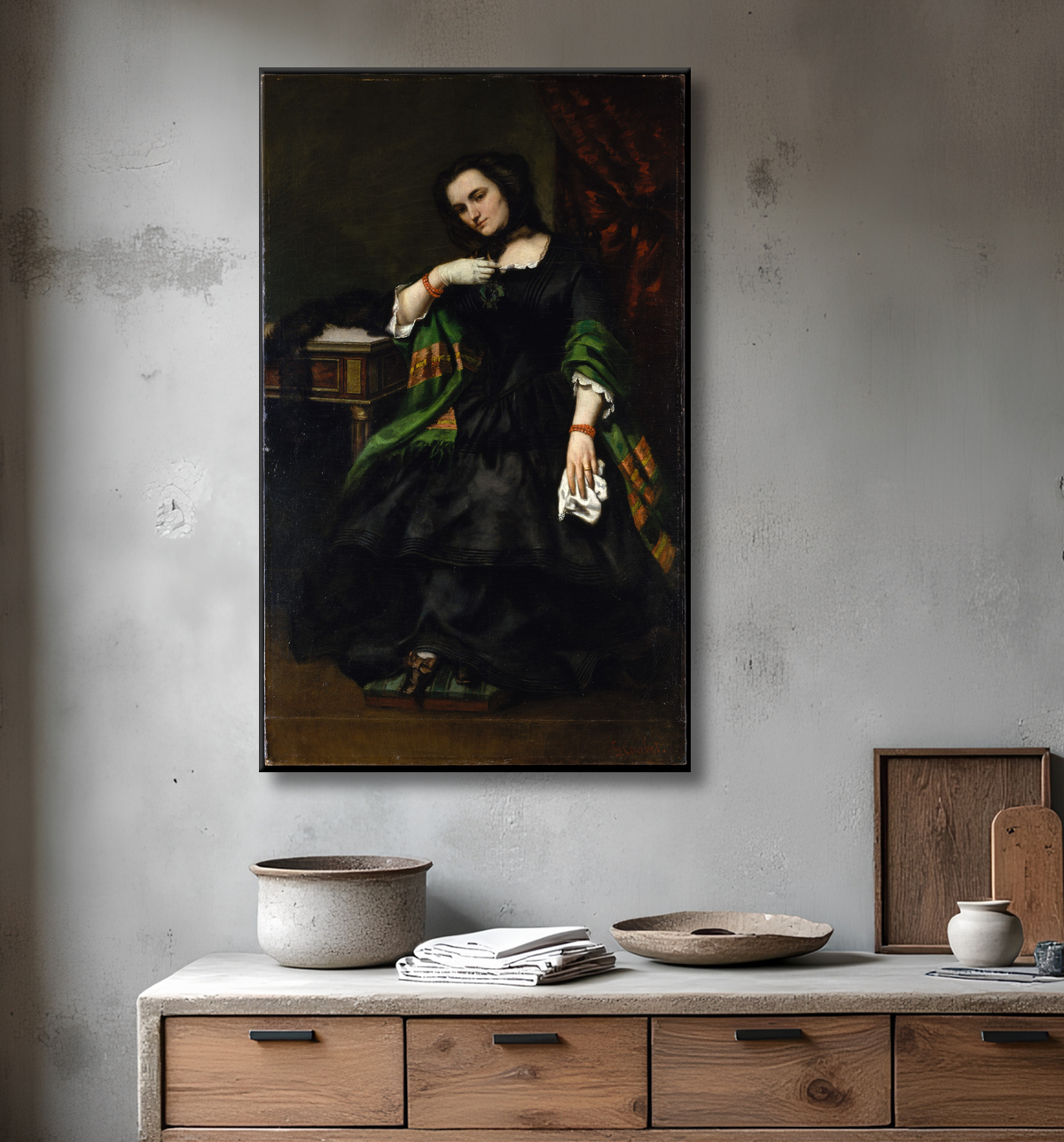 Reproduction Madame Auguste Cuoq (Mathilde Desportes, 1827–1910) de Gustave Courbet avec decor