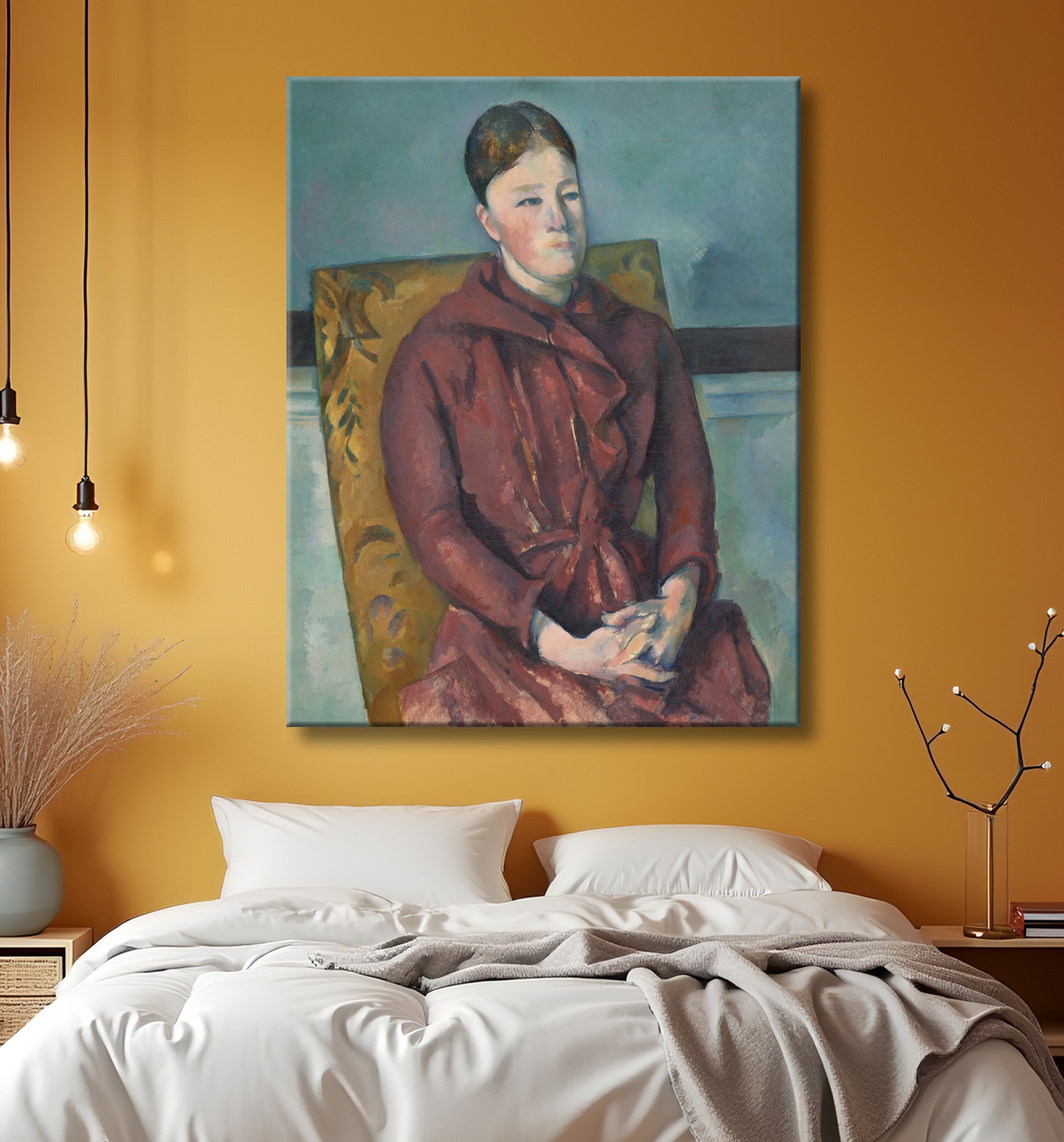 Reproduction Madame Cézanne dans une chaise jaune de Paul Cézanne avec decor